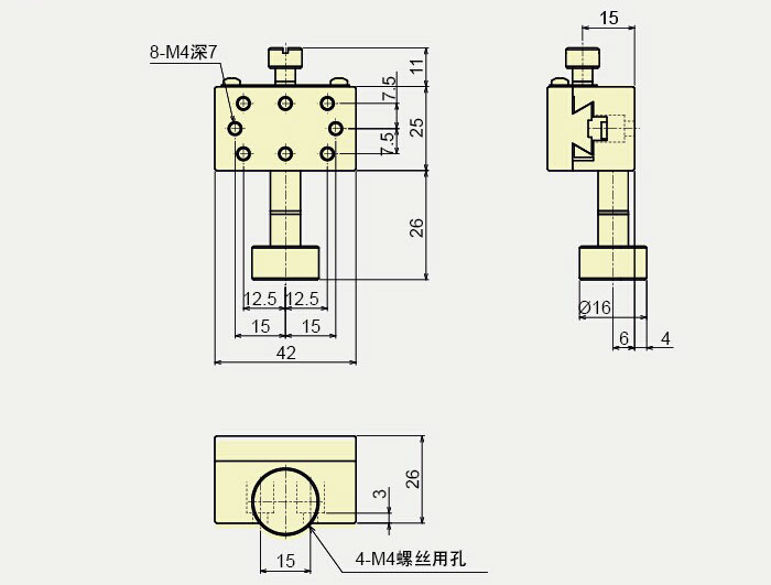 手动滑台 燕尾DX25-42S外形尺寸